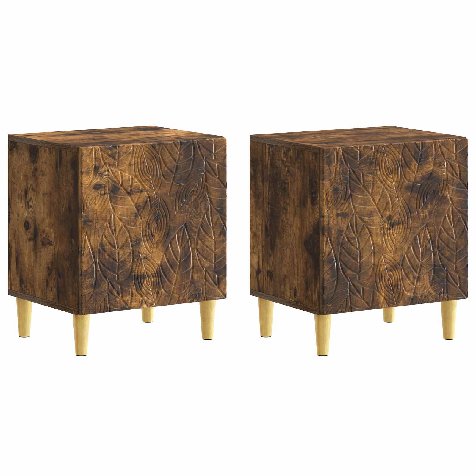 Nachtkastje 2 pcs Gerookt eiken 43 x 34,5 x 50 cm Bewerkt hout