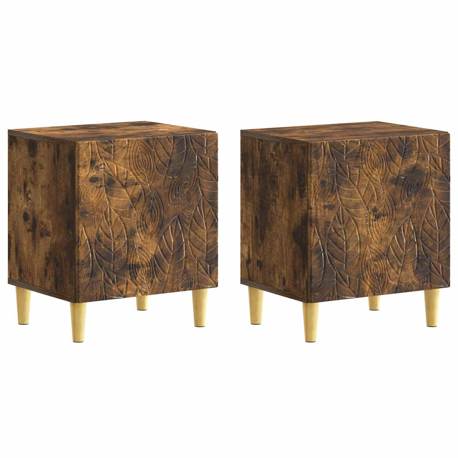 Nachtkastje 2 pcs Gerookt eiken 43 x 34,5 x 50 cm Bewerkt hout