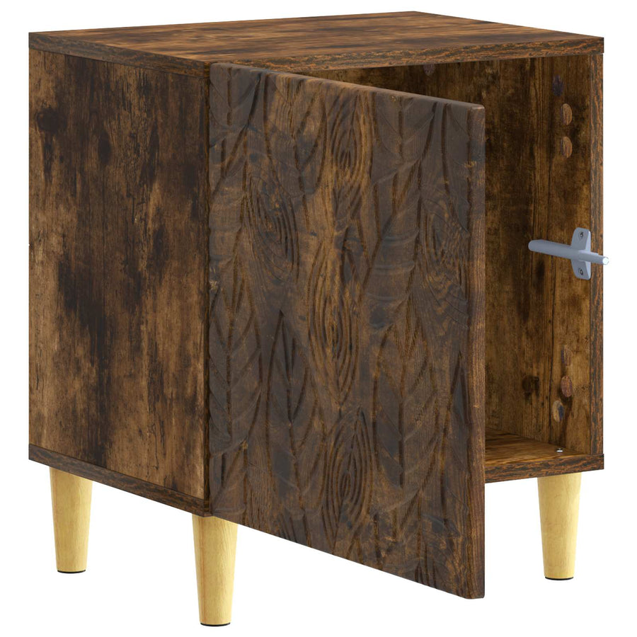 Nachtkastje 2 pcs Gerookt eiken 43 x 34,5 x 50 cm Bewerkt hout