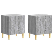 Nachtkastje 2 stuks grijs 43x34.5x50 cm bewerkt hout