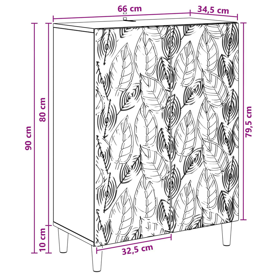 Dressoir Wit 66 x 34,5 x 90 cm Bewerkt hout
