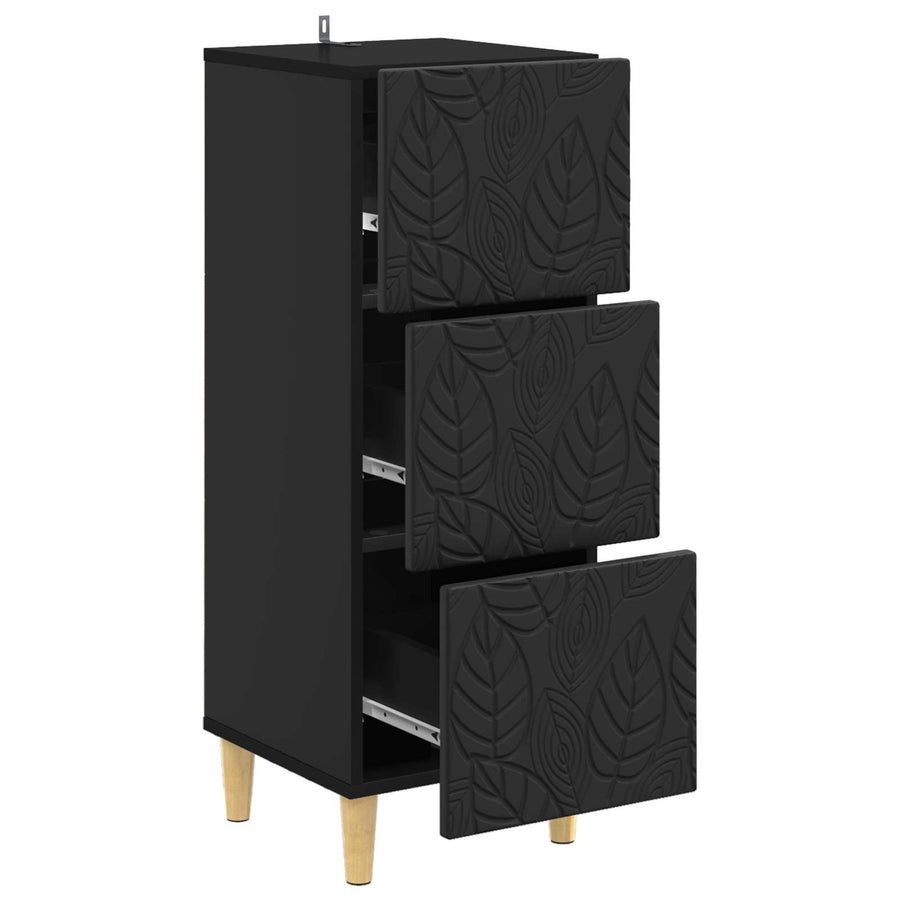 Ladenkast Zwart 33 x 34,5 x 90 cm Bewerkt hout
