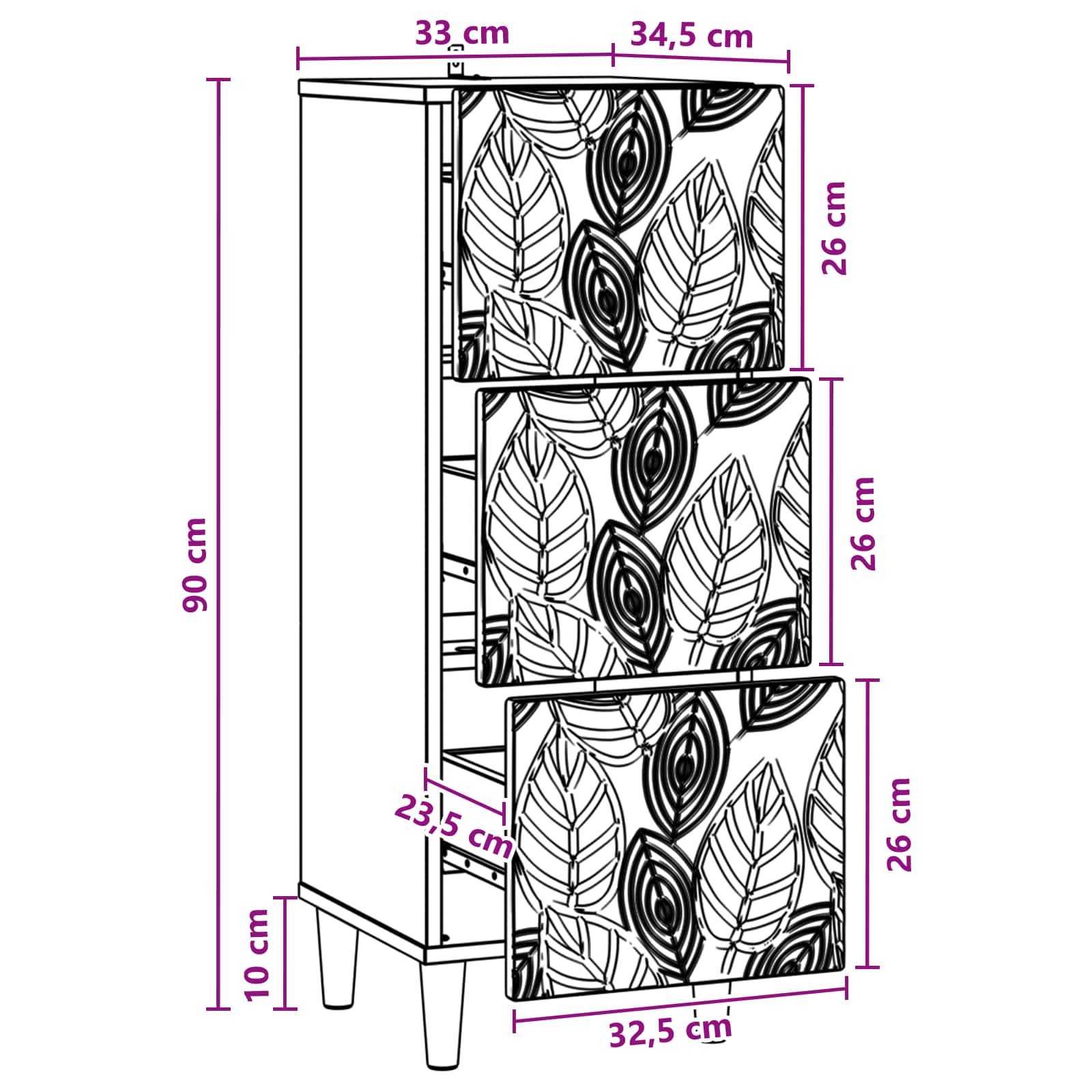Ladenkast Hoogglans Wit 33 x 34,5 x 90 cm Bewerkt hout