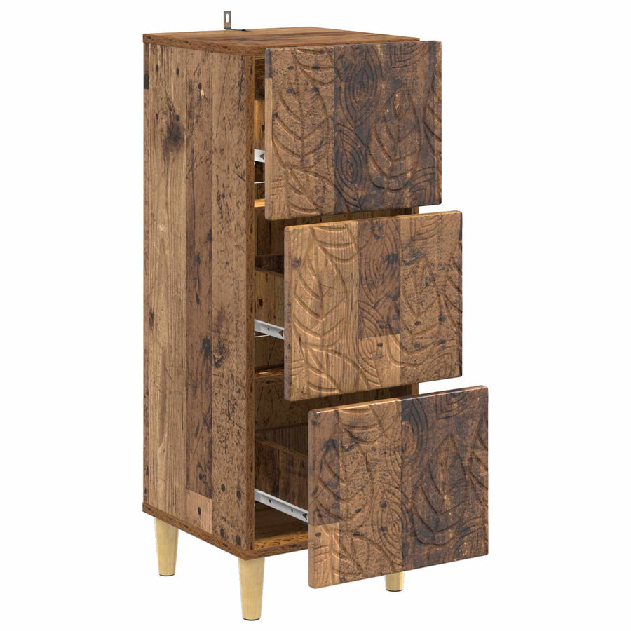 Ladenkast Oud hout 33 x 34,5 x 90 cm Bewerkt hout