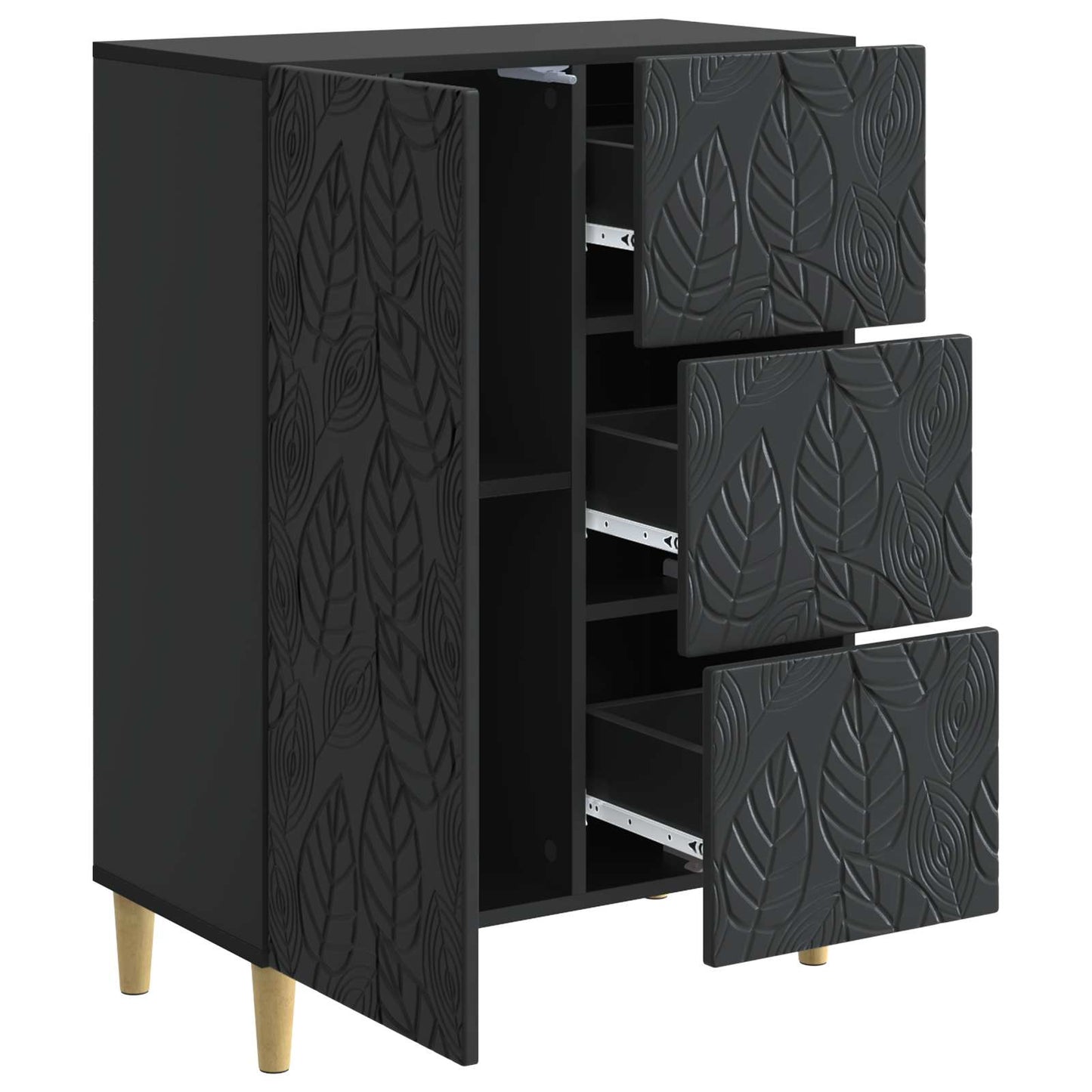 Dressoir Zwart 66 x 34,5 x 90 cm Bewerkt hout