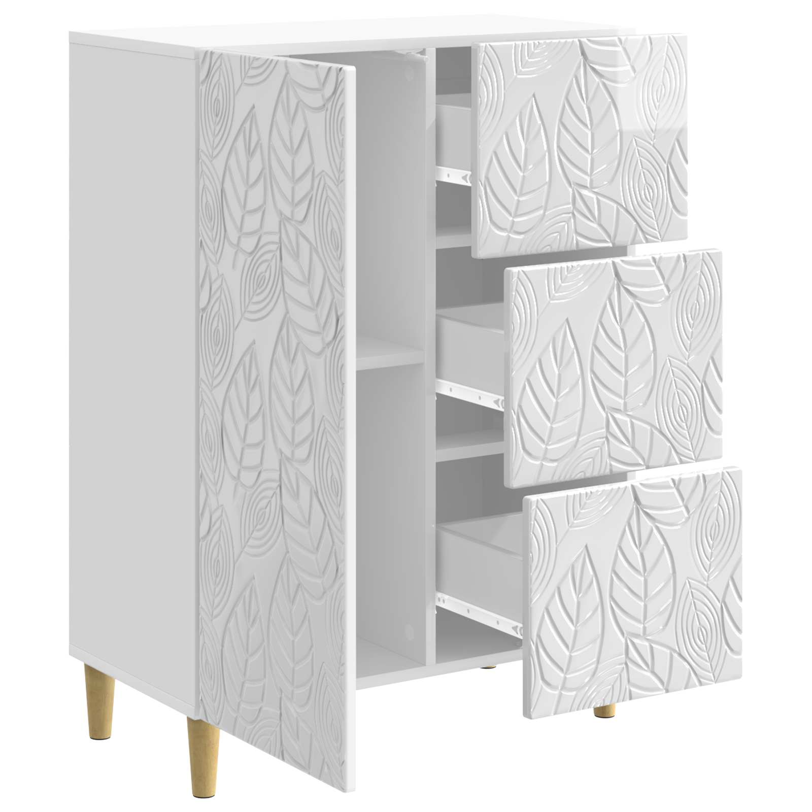 Dressoir Hoogglans Wit 66 x 34,5 x 90 cm Bewerkt hout