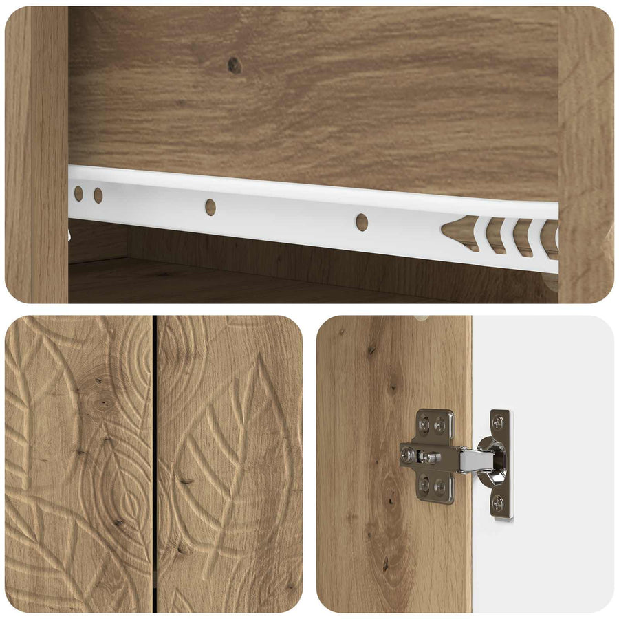 Dressoir Artisanaal eiken 66 x 34,5 x 90 cm Bewerkt hout