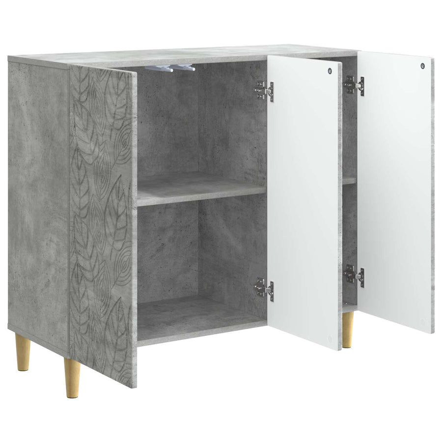 Dressoir Betongrijs 89 x 34,5 x 80 cm Bewerkt hout