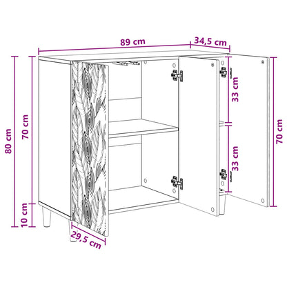 Dressoir Gerookt eiken 89 x 34,5 x 80 cm Bewerkt hout