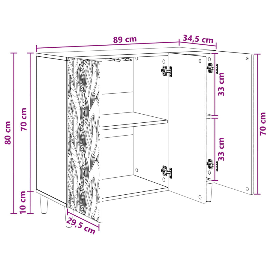 Dressoir Grijs Sonoma 89 x 34,5 x 80 cm Bewerkt hout