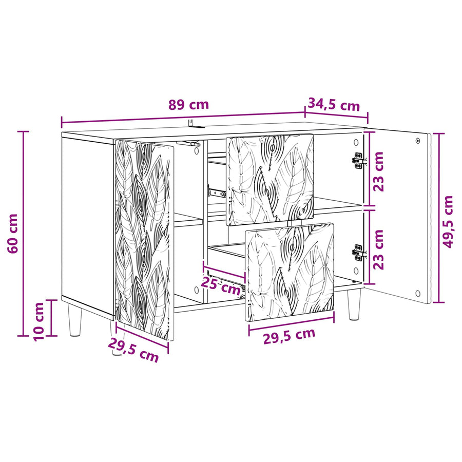 Dressoir Wit 89 x 34,5 x 60 cm Bewerkt hout