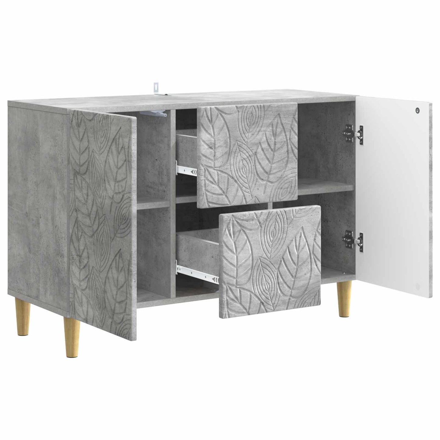 Dressoir Betongrijs 89 x 34,5 x 60 cm Bewerkt hout
