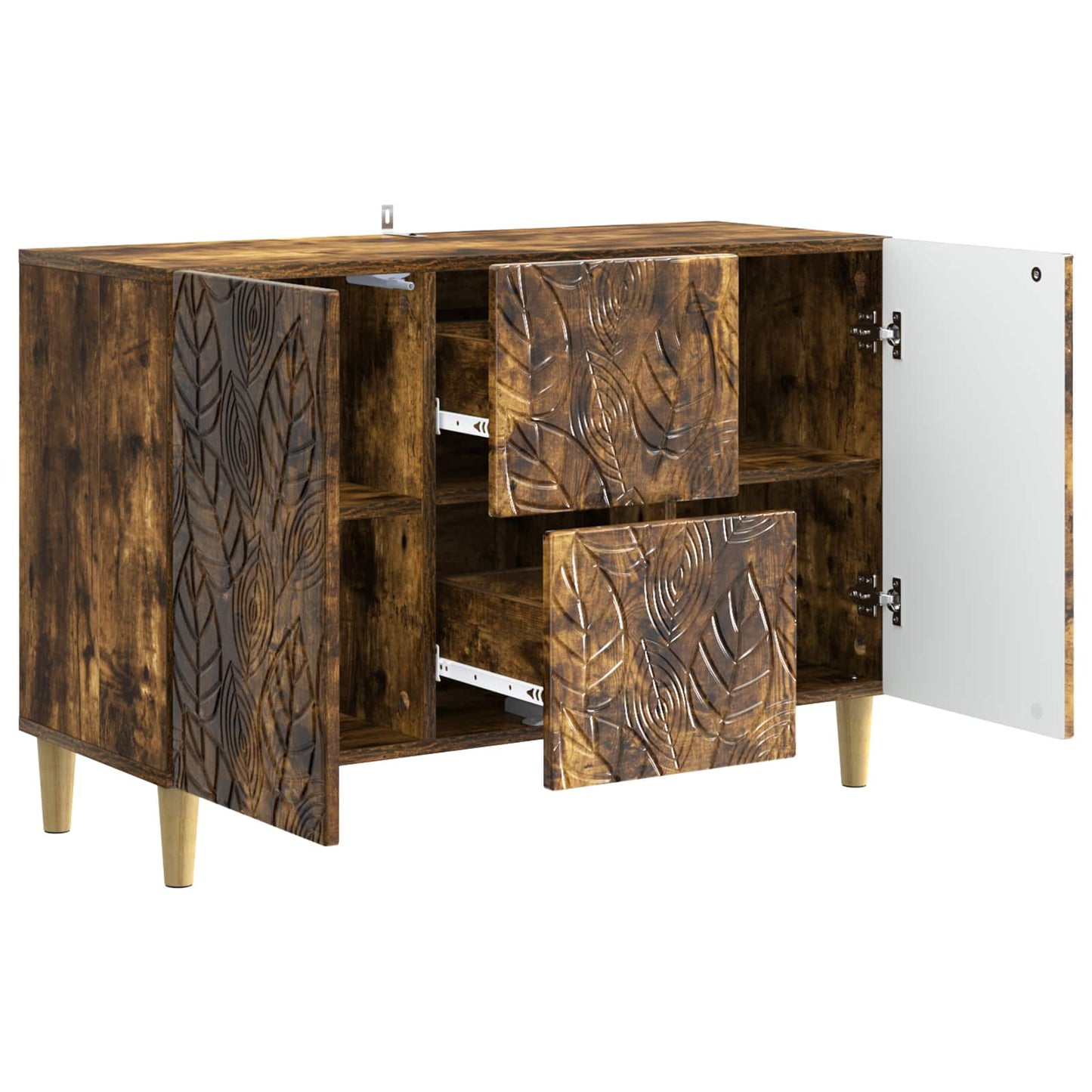 Dressoir Gerookt eiken 89 x 34,5 x 60 cm Bewerkt hout