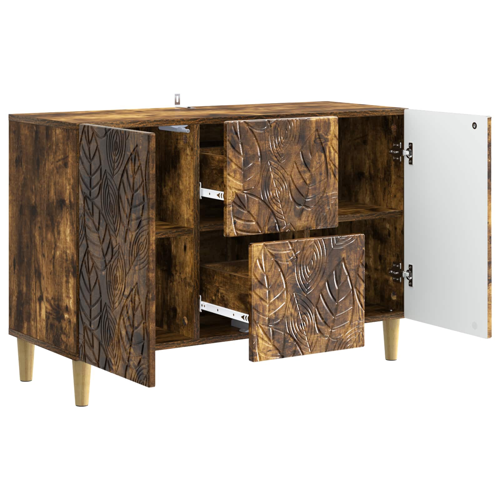 Dressoir Gerookt eiken 89 x 34,5 x 60 cm Bewerkt hout