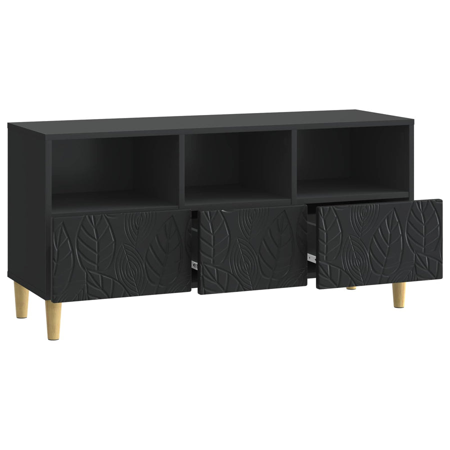 TV-kast 102 x 34,5 x 50 cm Zwart Bewerkt hout