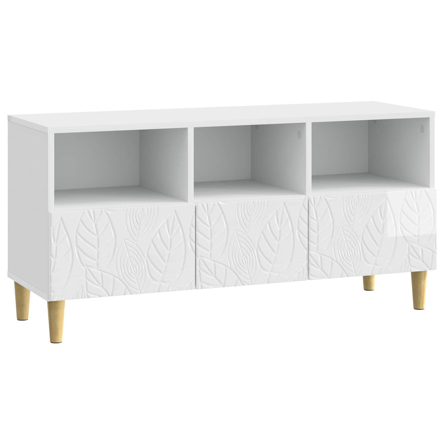TV-kast 102 x 34,5 x 50 cm Hoogglans Wit Bewerkt hout