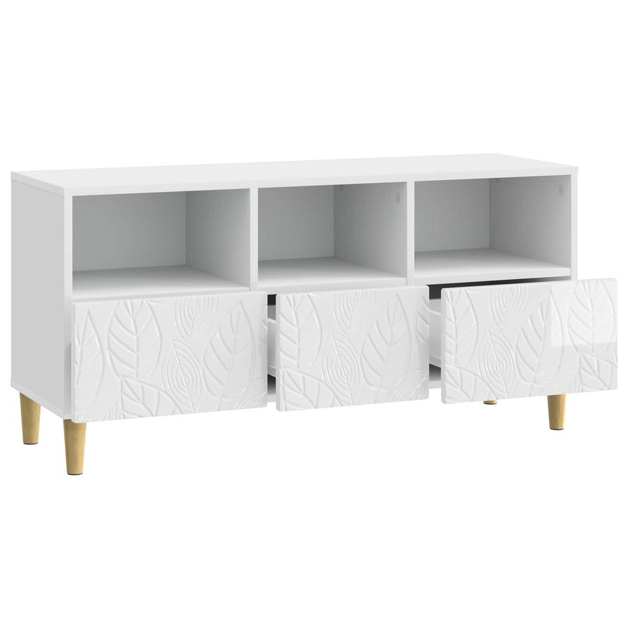 TV-kast 102 x 34,5 x 50 cm Hoogglans Wit Bewerkt hout