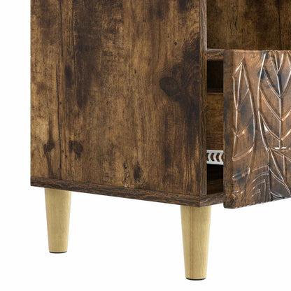TV-kast 102 x 34,5 x 50 cm Gerookt eiken Bewerkt hout