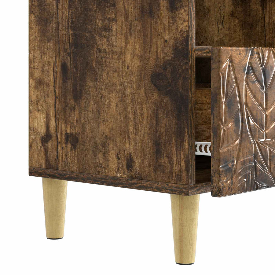 TV-kast 102 x 34,5 x 50 cm Gerookt eiken Bewerkt hout