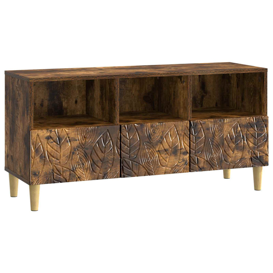 TV-kast 102 x 34,5 x 50 cm Gerookt eiken Bewerkt hout