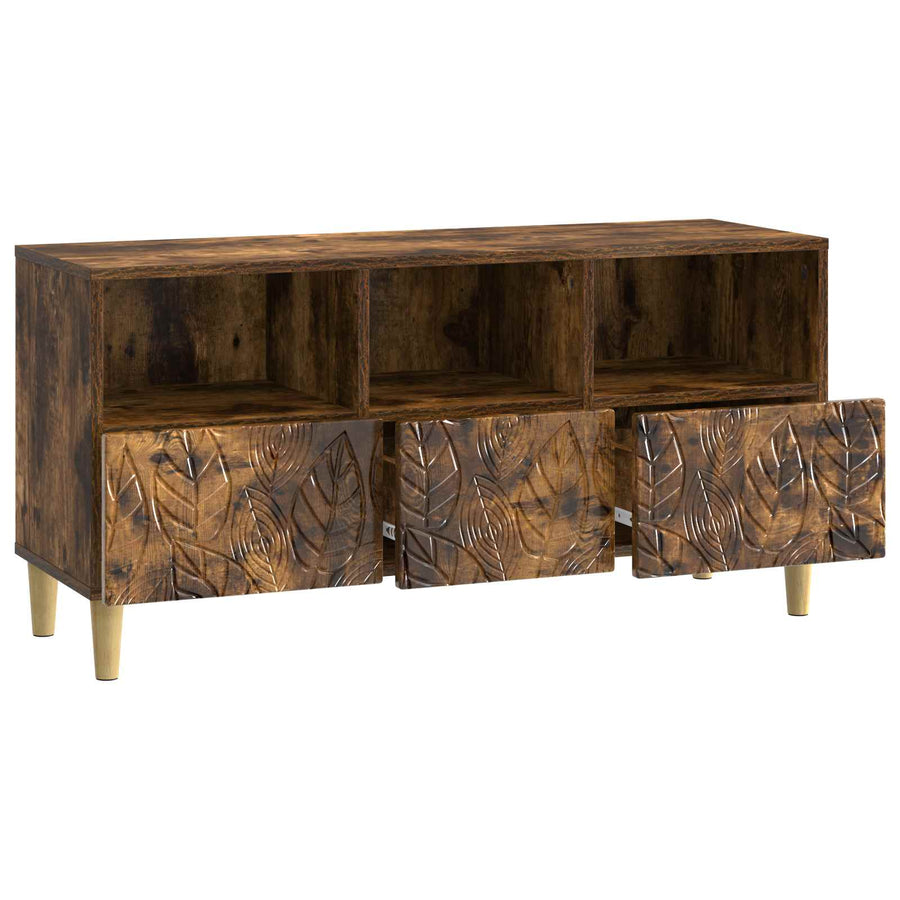 TV-kast 102 x 34,5 x 50 cm Gerookt eiken Bewerkt hout