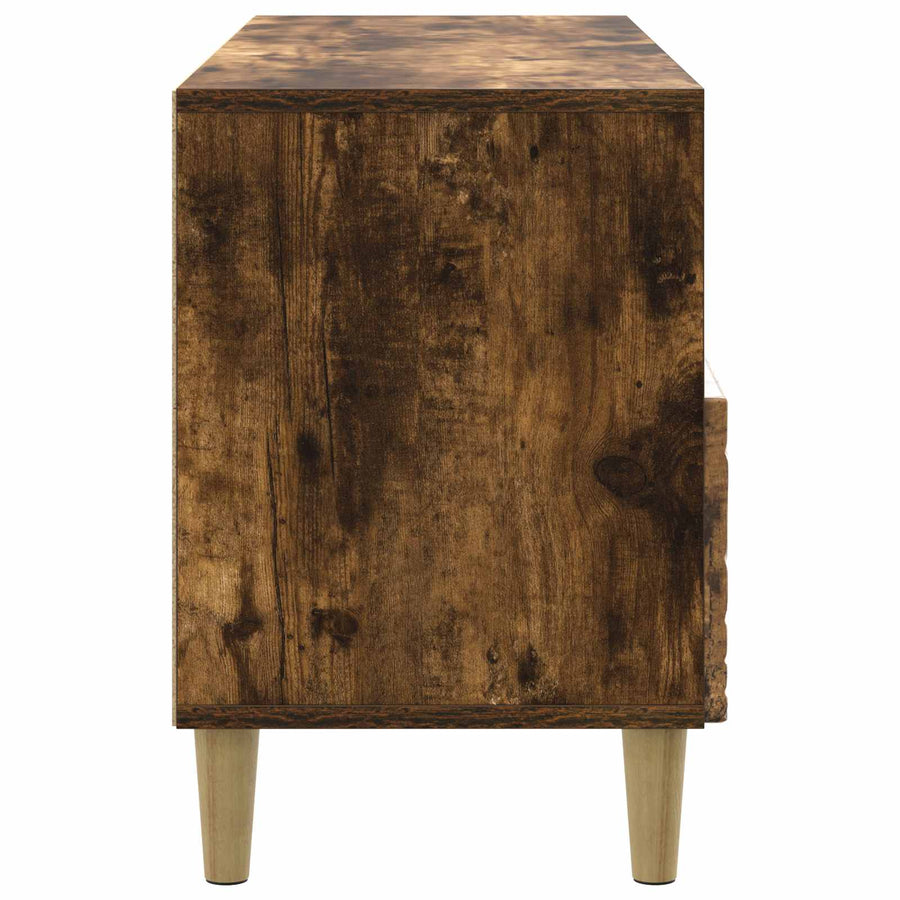 TV-kast 102 x 34,5 x 50 cm Gerookt eiken Bewerkt hout