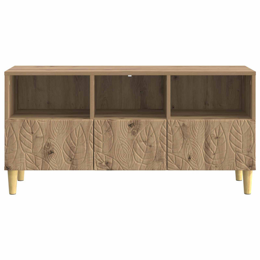 TV-kast 102 x 34,5 x 50 cm Artisanaal eiken Bewerkt hout