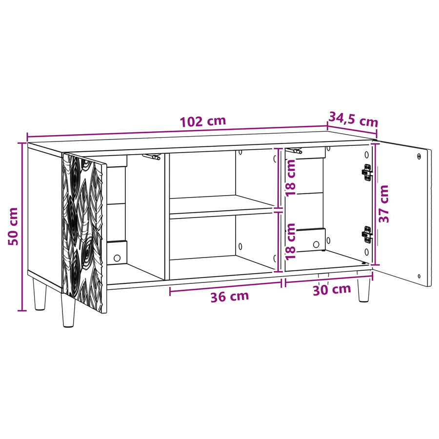 TV-kast 102 x 34,5 x 50 cm Wit Bewerkt hout