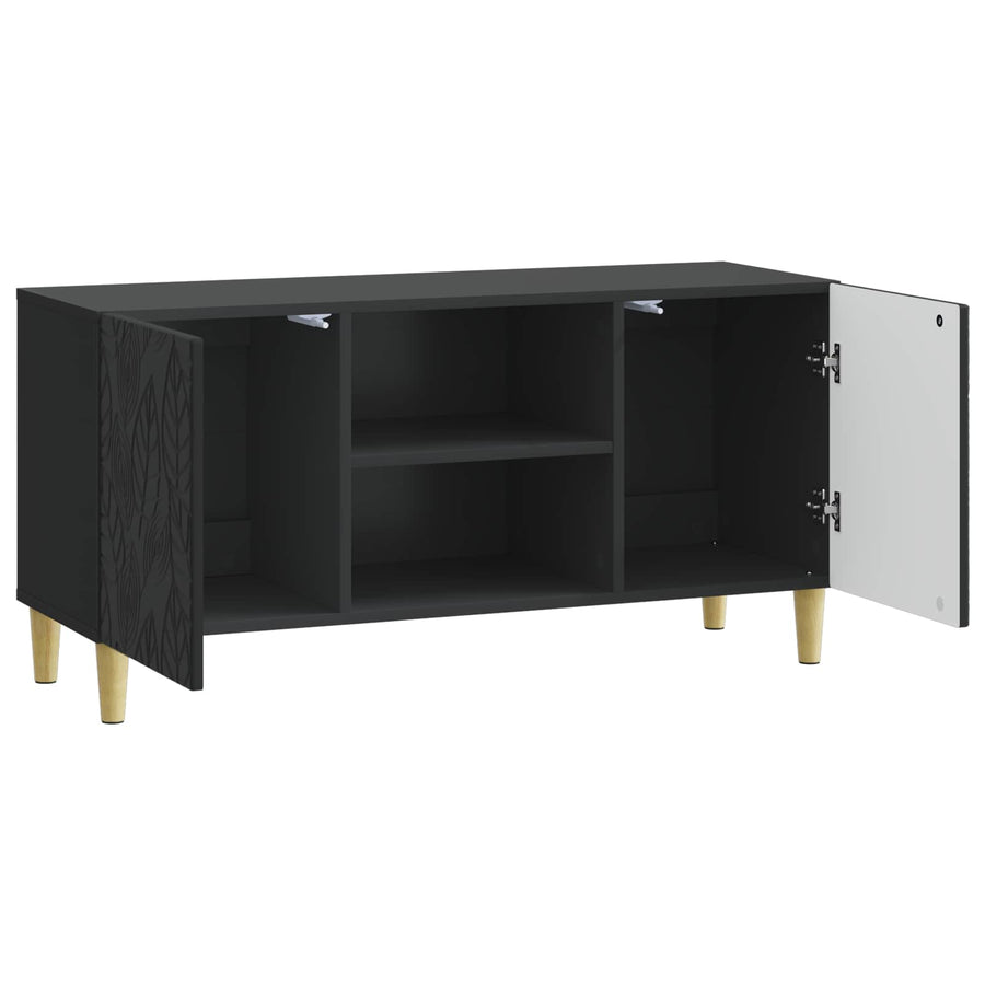 TV-kast 102 x 34,5 x 50 cm Zwart Bewerkt hout