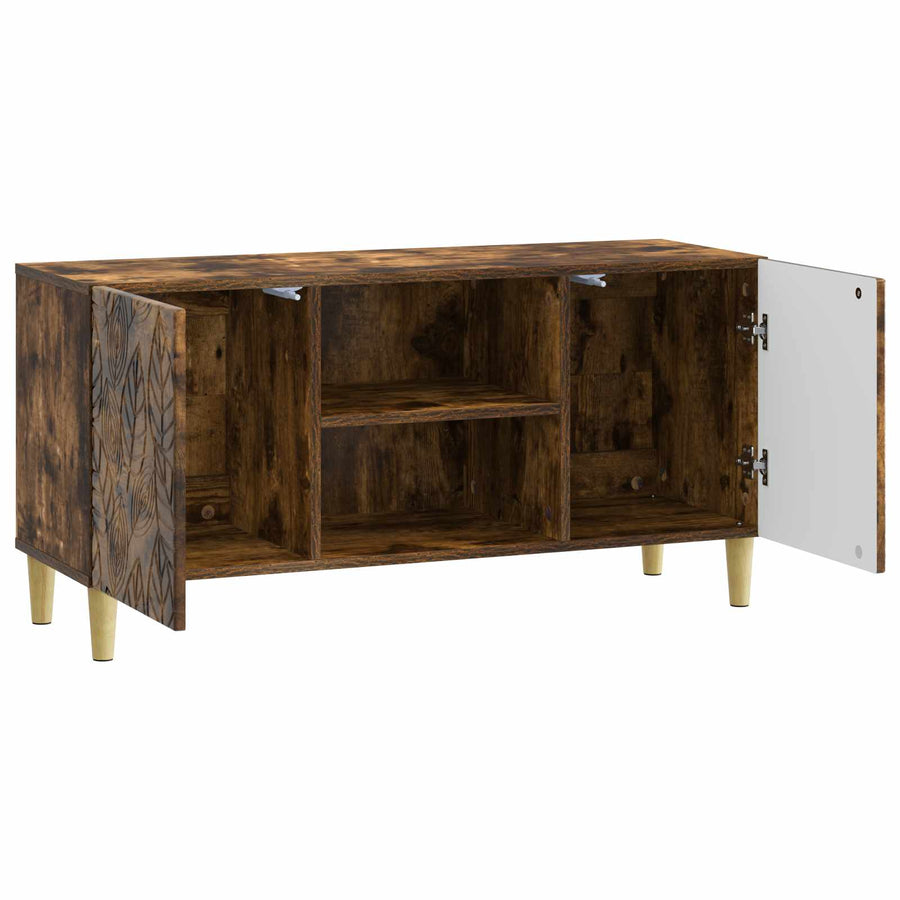 TV-kast 102 x 34,5 x 50 cm Gerookt eiken Bewerkt hout