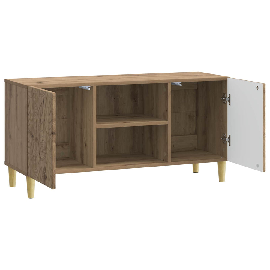 TV-kast 102 x 34,5 x 50 cm Artisanaal eiken Bewerkt hout