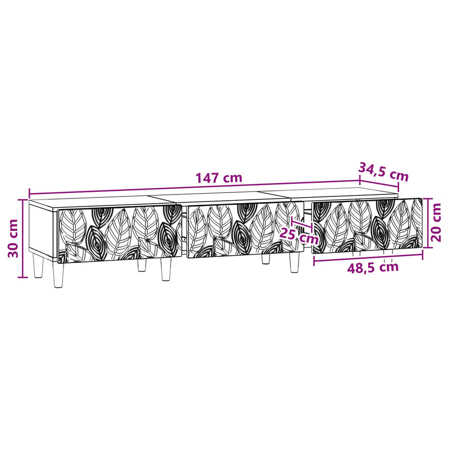 TV-kast 147 x 34,5 x 30 cm Wit Bewerkt hout