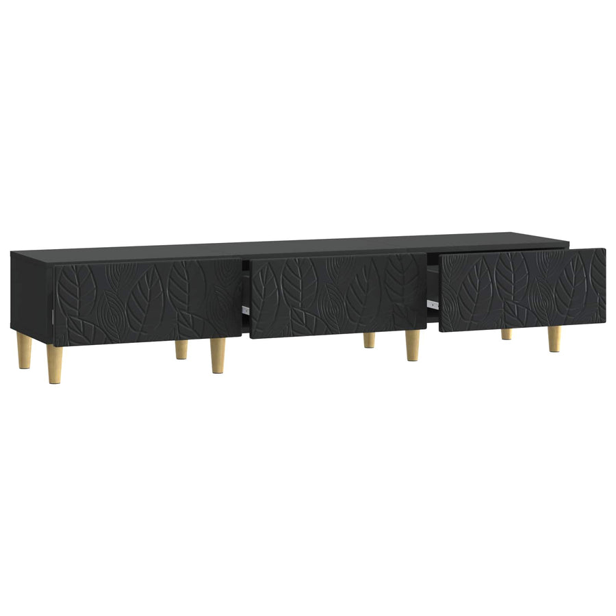 TV-kast 147 x 34,5 x 30 cm Zwart Bewerkt hout