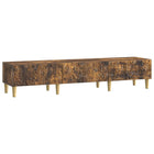 Tv-kast 147x34,5x30 cm gerookt eiken bewerkt hout