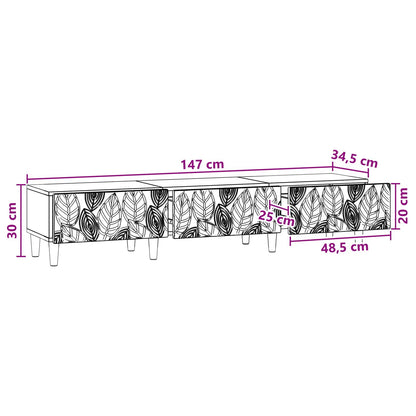TV-kast 147 x 34,5 x 30 cm Oud hout Bewerkt hout