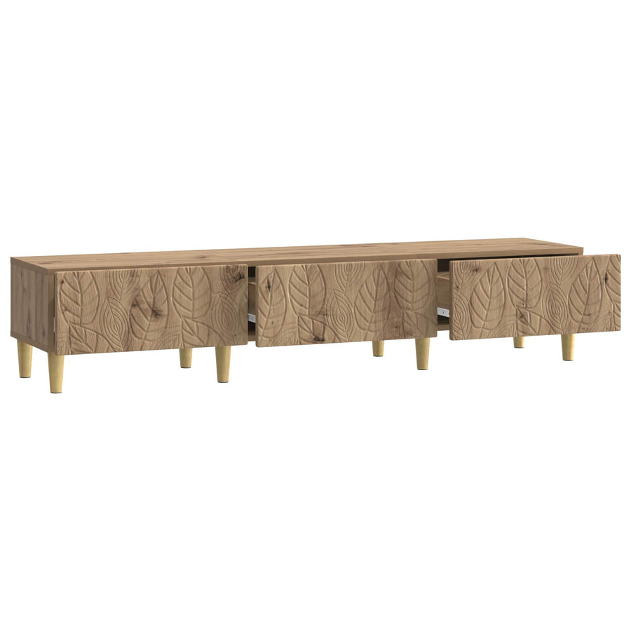 TV-kast 147 x 34,5 x 30 cm Artisanaal eiken Bewerkt hout