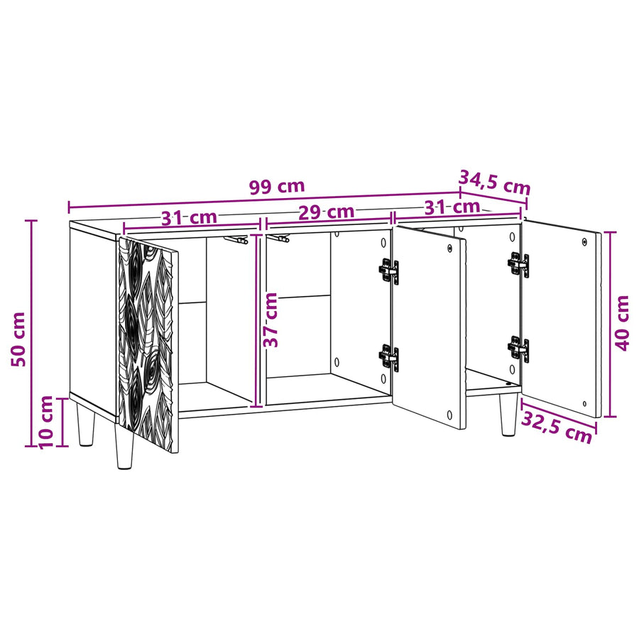 TV-kast 99 x 34,5 x 50 cm Wit Bewerkt hout