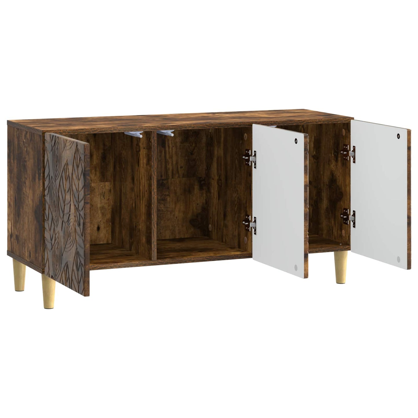 TV-kast 99 x 34,5 x 50 cm Gerookt eiken Bewerkt hout