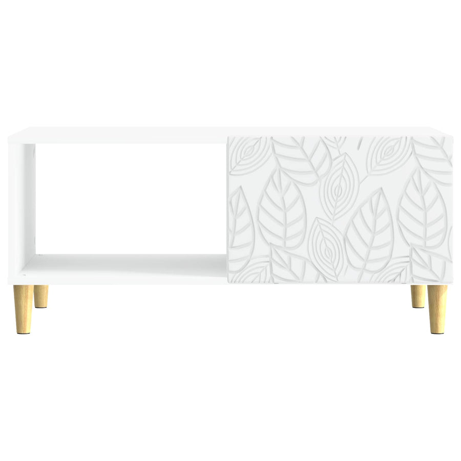 Salontafel Wit 90 x 50 x 40 cm Bewerkt hout