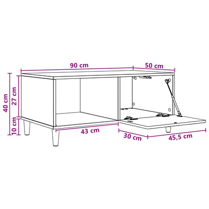 Salontafel Zwart 90 x 50 x 40 cm Bewerkt hout
