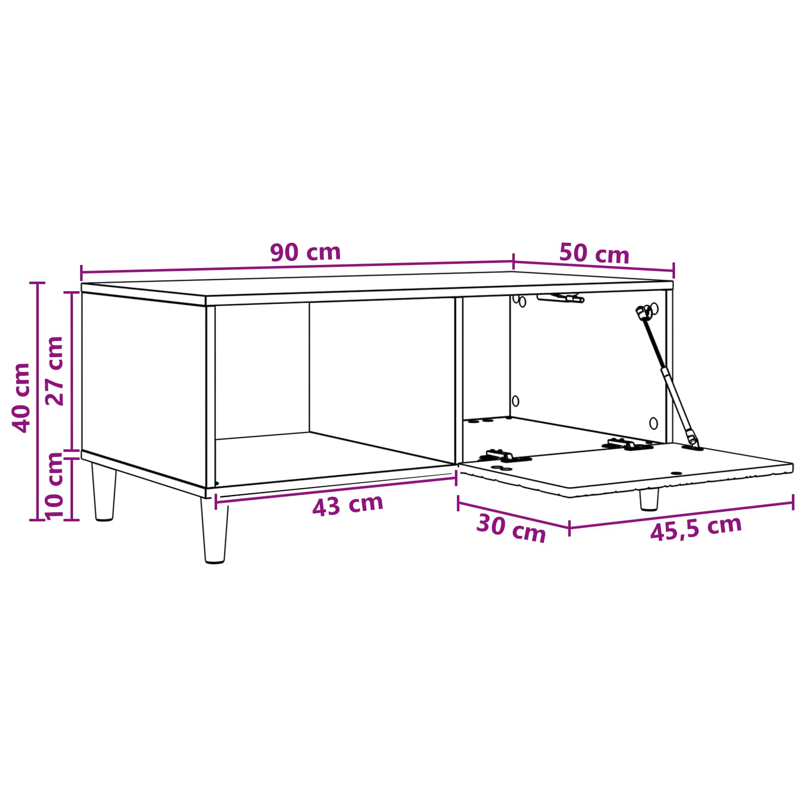 Salontafel Sonoma Eiken 90 x 50 x 40 cm Bewerkt hout