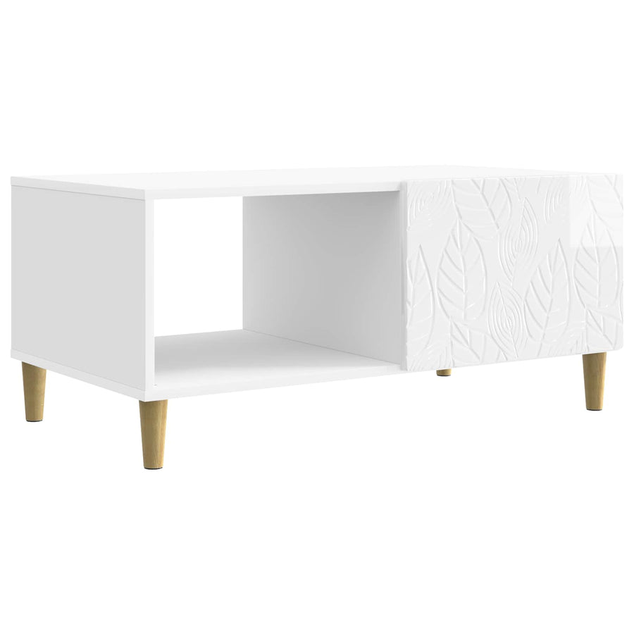 Salontafel Hoogglans Wit 90 x 50 x 40 cm Bewerkt hout