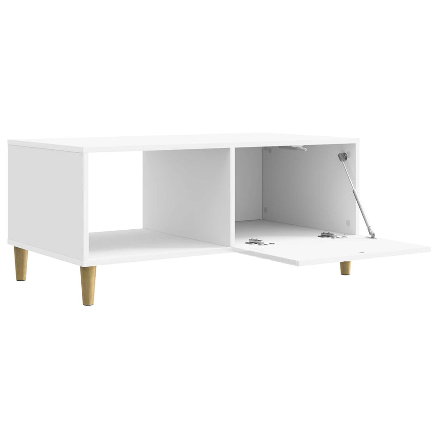 Salontafel Hoogglans Wit 90 x 50 x 40 cm Bewerkt hout