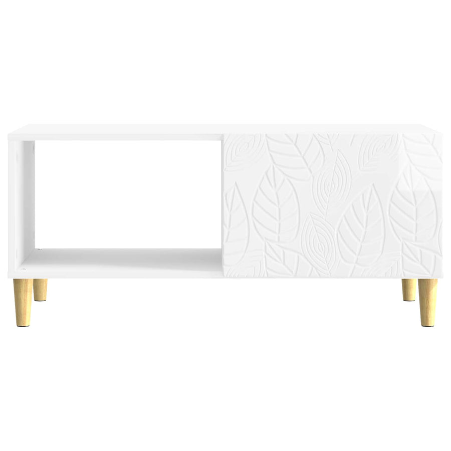 Salontafel Hoogglans Wit 90 x 50 x 40 cm Bewerkt hout