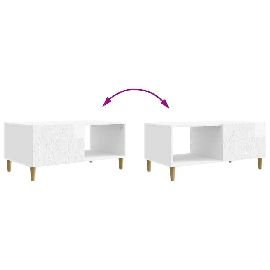 Salontafel Hoogglans Wit 90 x 50 x 40 cm Bewerkt hout