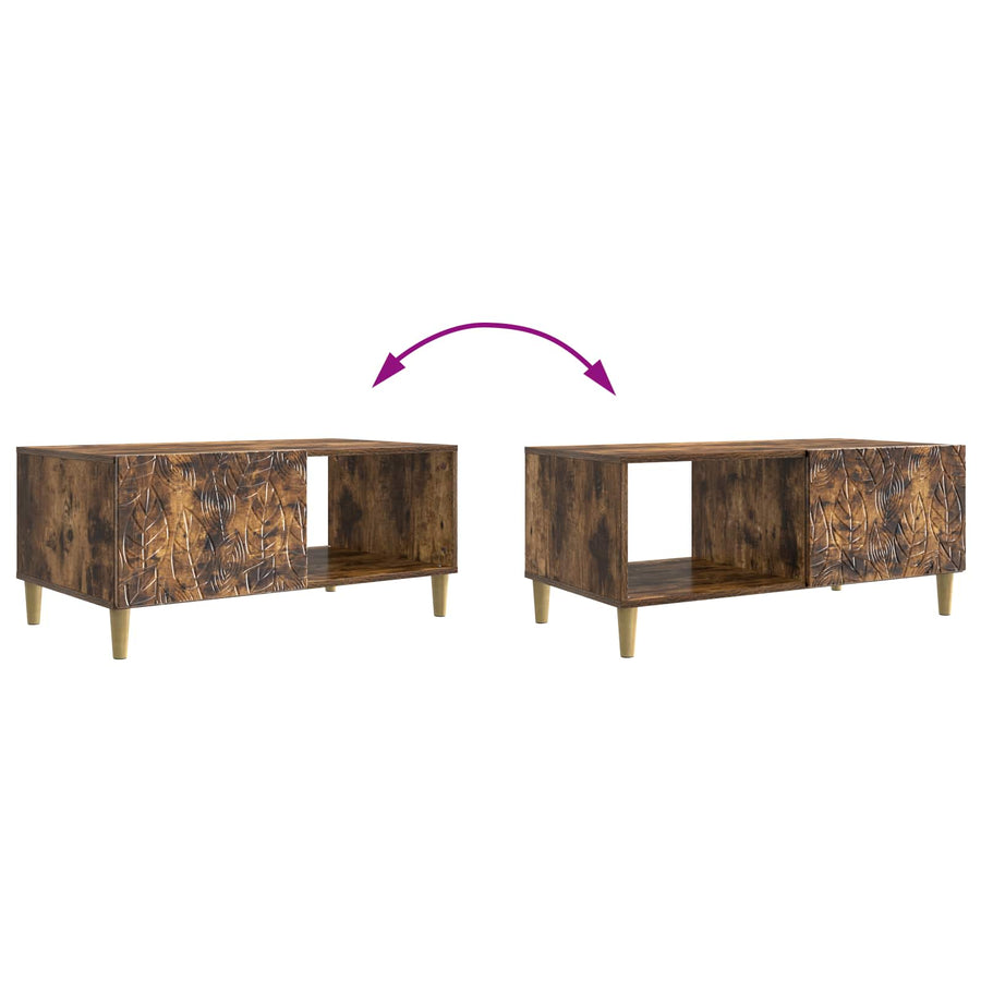 Salontafel Gerookt eiken 90 x 50 x 40 cm Bewerkt hout
