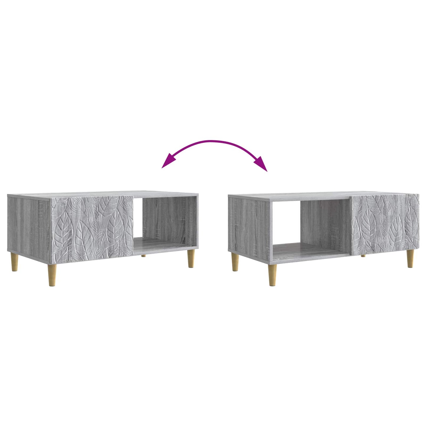 Salontafel Grijs Sonoma 90 x 50 x 40 cm Bewerkt hout