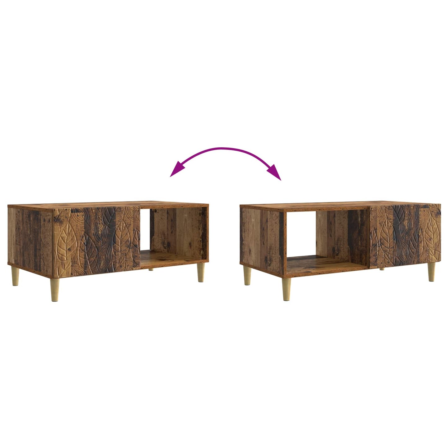 Salontafel Oud hout 90 x 50 x 40 cm Bewerkt hout