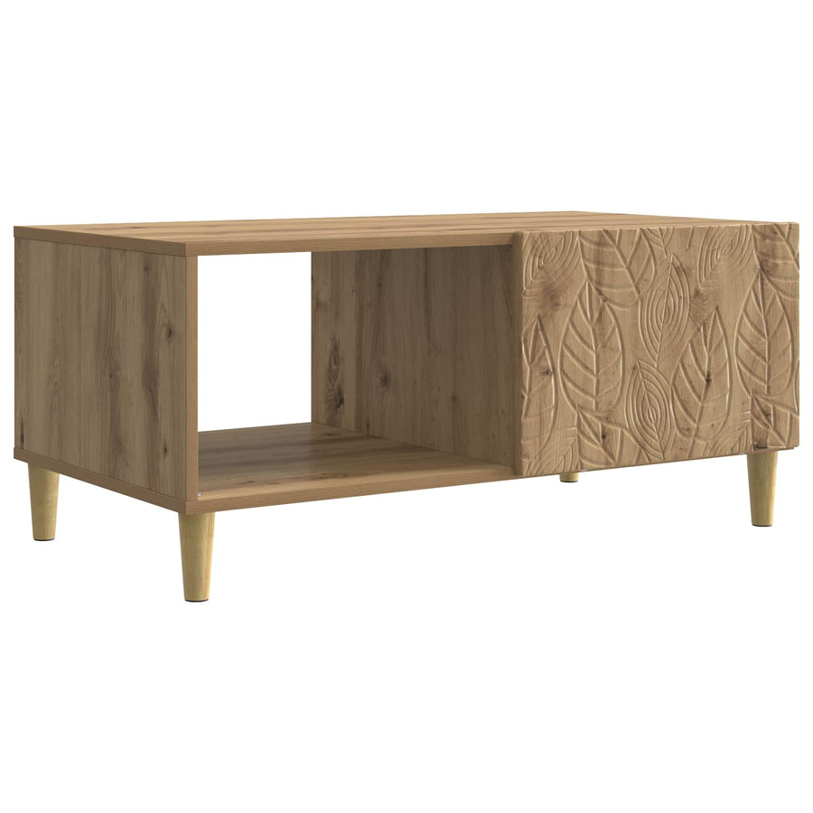Salontafel Artisanaal eiken 90 x 50 x 40 cm Bewerkt hout