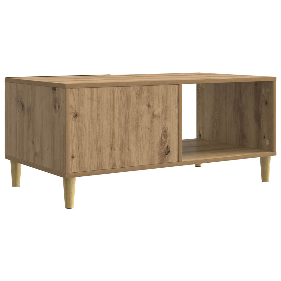Salontafel Artisanaal eiken 90 x 50 x 40 cm Bewerkt hout